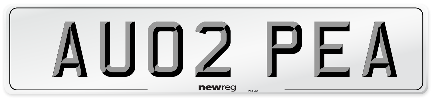 AU02 PEA Number Plate from New Reg